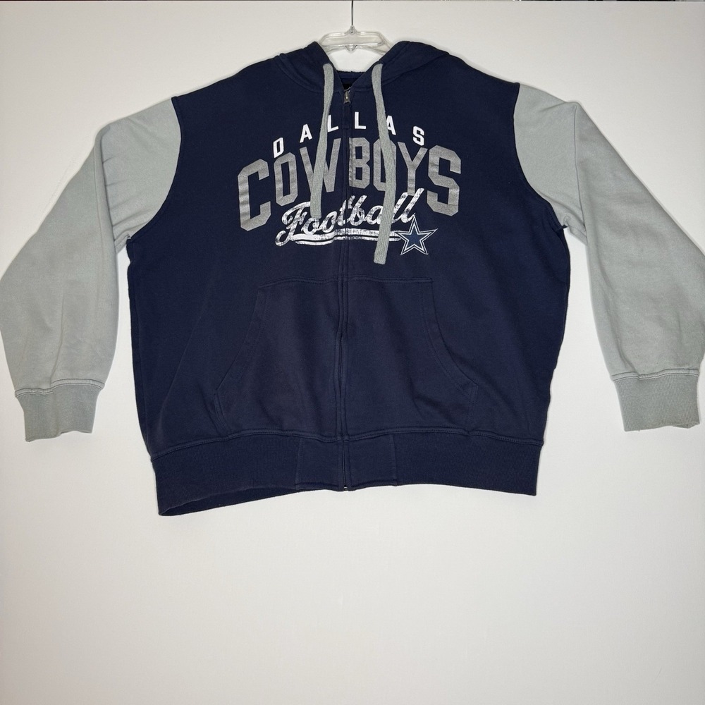 NFL Dallas Cowboys Zip Up Hoodie Sweatshirt  2XL Navy And Gray